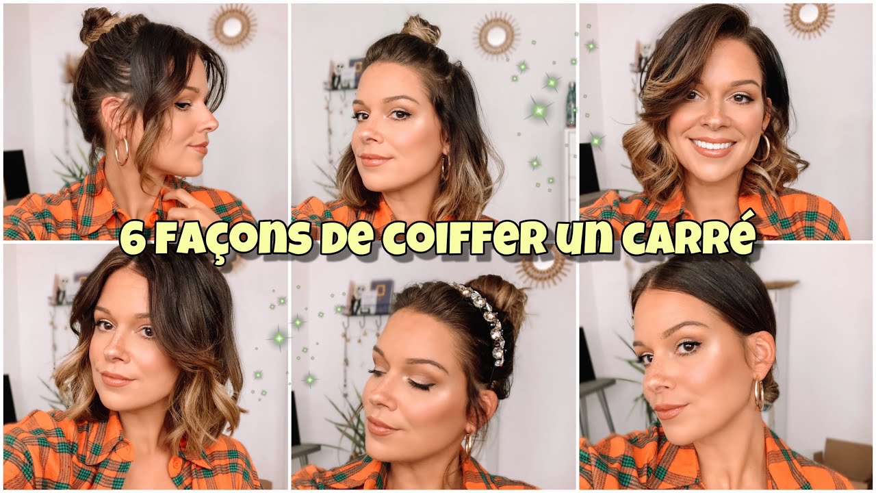 6 COIFFURES SUR UN CARRÉ (très facile)