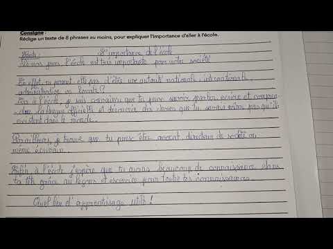 Une belle production d'écrit d'un élève au CFEE 2021