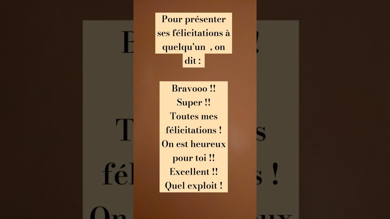 ماذا تقول في التهنئة  ؟   Que dire pour féliciter  quelqu'un  ?